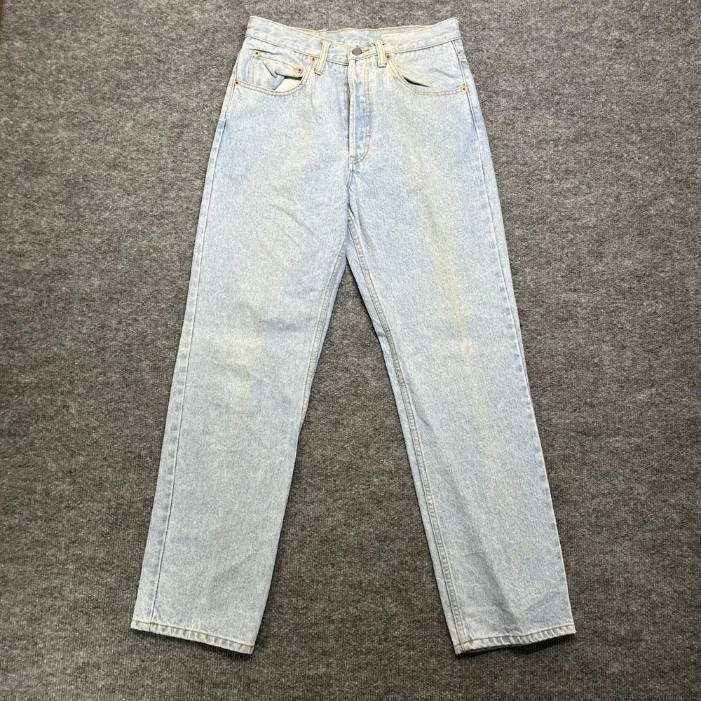 Attrak Jeans Blue Denim Pockets Mid Rise Classic Straight Fit Button Fly - 28X29
